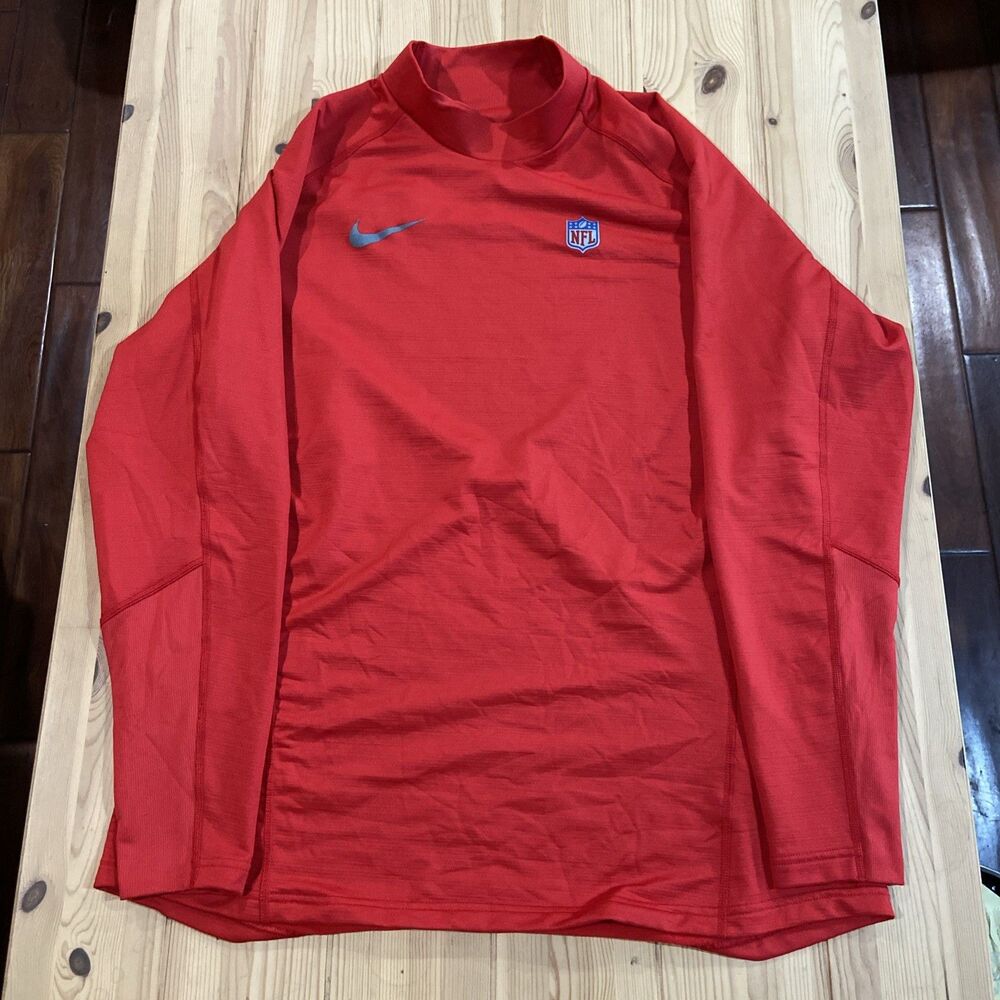 Nike NFL Red Therma-Fit Long Sleeve Mock Neck Shirt CW6384-405 2XL Team Issue